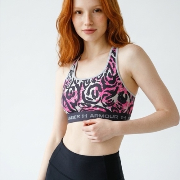 Under Armour Navy Tank and Pink Animal Print Leggings and sports bra. 3 Pieces - Picture 2 of 12